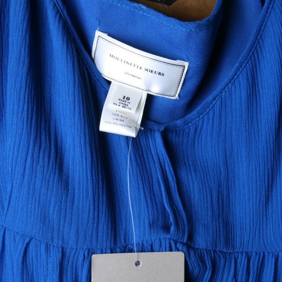 Moulinette Soeurs Anthro Blue Silk Tie Dress Sz10 - Picture 7 of 16